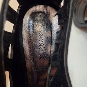 DAMITA K 5" heel black suede shows, with back zipper, like new, Size 9